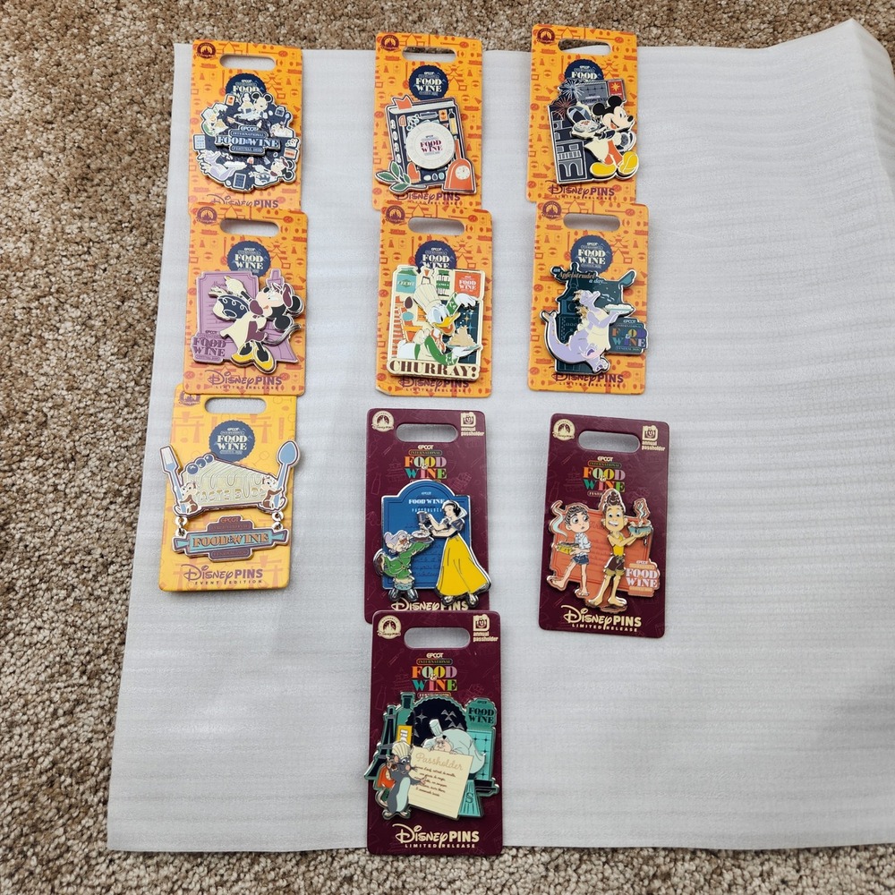 Disney Epcot Food & Wine Festival 2026 Pin Set Mickey Minnie Figment Luca Remy